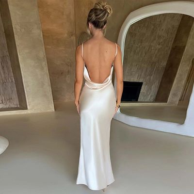 Gaun Slip Panjang Cantik Untuk Wanita Gaun Panjang Putih Elegan Nyaman