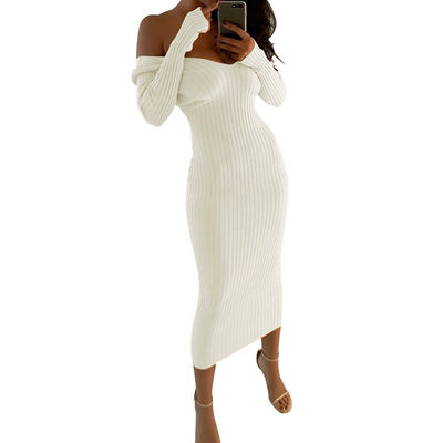 Sexy Stylish Ladies Dress Besar V Leher Off Bahu Long Sleeve Dress