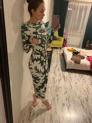 Cetak Wanita Gaun Bergaya Leakback seksi Gaun Bawah Terbuka Dengan Lengan Slim Fit