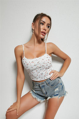 Camiseta Wanita Kecil Fresh Vest Bunga renda Vest Top Patchwork Suspenders Fashion