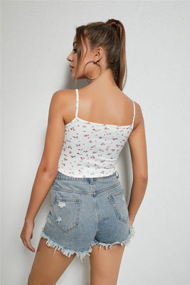 Camiseta Wanita Kecil Fresh Vest Bunga renda Vest Top Patchwork Suspenders Fashion