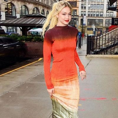 Fashion Unik Cetakan Bunga Wanita Celana Ringan Cetakan Bulat leher lengan panjang gaun