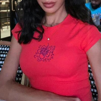 Leher Bulat Sexy T-Shirt ketat Warna padat Sexy Crop ketat Fit Short Sleeve Shirt