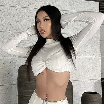 Satu garis leher sexy ketat kaos lengan panjang warna padat T-shirt pleated putih