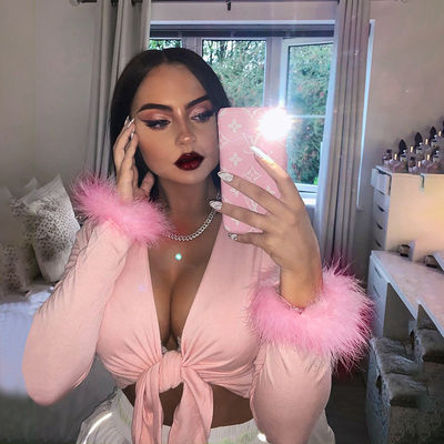 Slim sexy ketat T-shirt gaya lengan panjang T-shirt dengan rambut tali untuk wanita