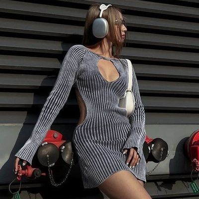 Fashion Celana Rintisan Celana Sexy tanpa punggung Wol Long Sleeve Hip Wrap