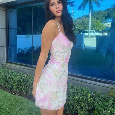 Sweet Ladies Floral Dress Fashion Halter Slim Floral Dresses Untuk Wanita