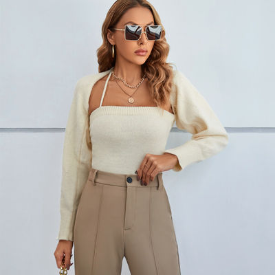 Desain Sense renda Up Outfits Fashion seksi kecil Shawl Dua Piece Wool Set