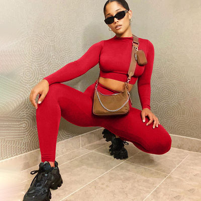 Slim Sexiest Workout Clothing Fashion Solid Color Casual Crop Sexy Fitness Outfits