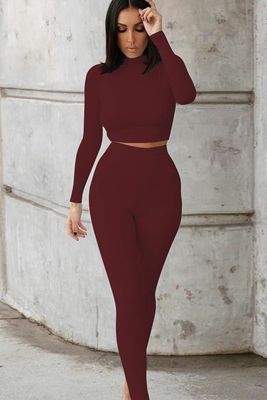 Slim Sexiest Workout Clothing Fashion Solid Color Casual Crop Sexy Fitness Outfits