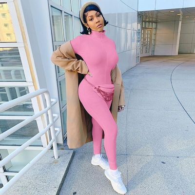 Winter Sexy Sports Outfits Workout Jumpsuit High Neck Slim Fitness Fitness Jumpsuit