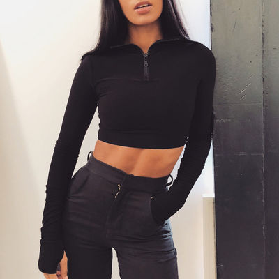 Fashion Sexy Sports Outfits lengan panjang Crop Sexy Workout Gear Hoodie Shorts