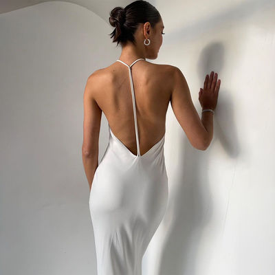Fashion Halter Baju leher Slim Halter seksi Baju tanpa punggung Baju medium length