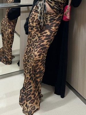 Musim Panas Baru Fashion Sexy Leopard Cetak Chiffon ikan ekor rok lantai - panjang rok