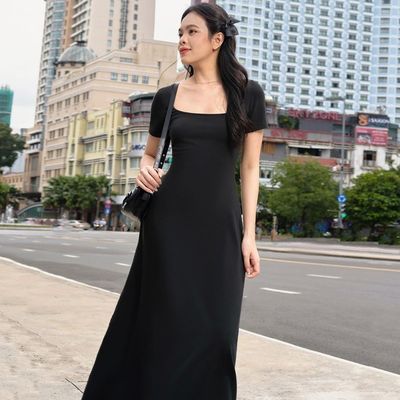 Fashion Street Photo Slim Solid Warna U - leher Pakaian lengan pendek
