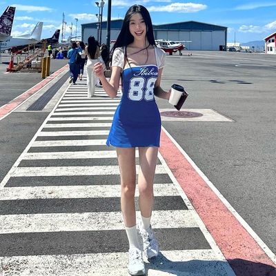 Musim Panas Baru Fashion seksi Cetakan ketat Wrap Hip Skirt + Gaze Set Jaket lengan pendek