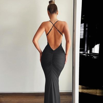 Rok ekor ikan warna baru seksi gaun halter