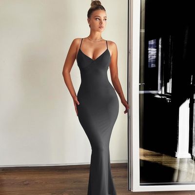 Rok ekor ikan warna baru seksi gaun halter