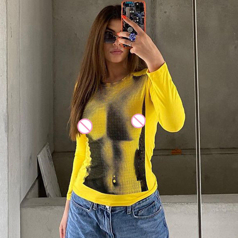 T-shirt Decal Digital Printed Fashion Printed All Match T-shirt lengan panjang