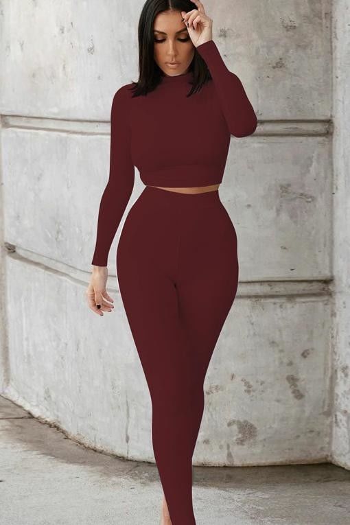Slim Sexiest Workout Clothing Fashion Solid Color Casual Crop Sexy Fitness Outfits